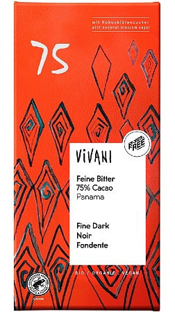 Шоколад VIVANI Organic к горький 75% какао с кокосовым сахаром 80г 