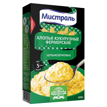 Хлопья МИСТРАЛЬ фермерские кукурузные 400г 