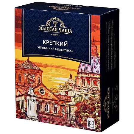 Чай ЗОЛОТАЯ ЧАША Крепкий чёрный байховый (ГОСТ) (100пак*2г) 200г 