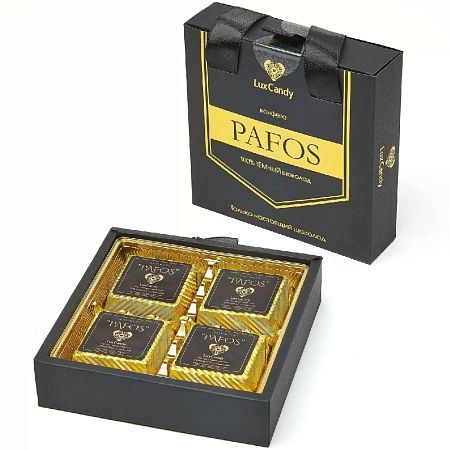 Конфеты LUX CANDY PAFOS ГОФРЭ темный шоколад с начинкой Сливочный крем 115г 