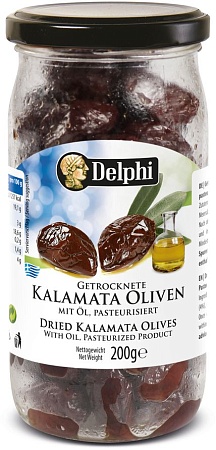 Оливки DELPHI Каламата с косточкой сушеные 200г 