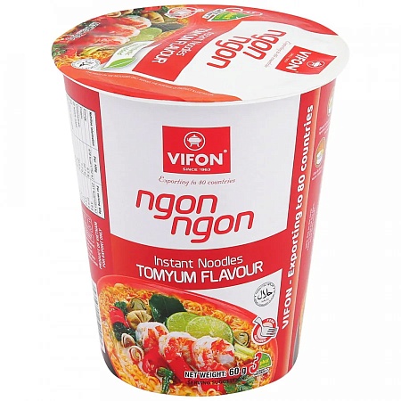 Лапша VIFON TOM YAM быстрого приготовления со вкусoм тайского том-ям 60г 