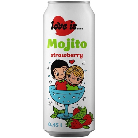 Напиток LOVE IS газированный Мохито со вкусом клубники 450мл 