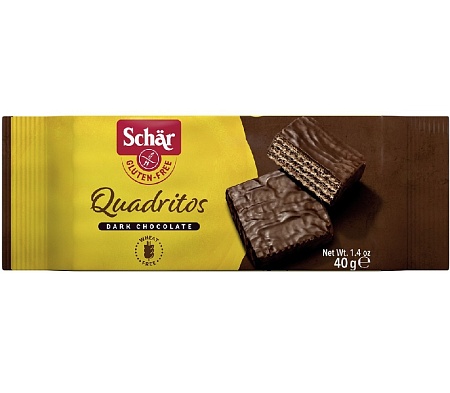 Вафли Dr. SCHAR Quadritos в тёмном шоколаде 40г 