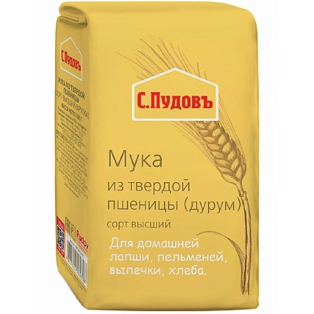 Мука С.Пудовъ из твердой пшеницы сорт высший (крупка) 500г 