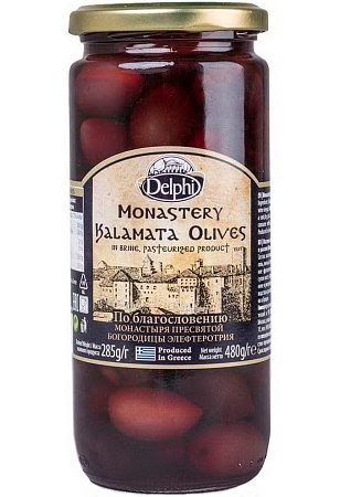 Маслины DELPHI Каламата с косточкой в рассоле Монастырские 480г 