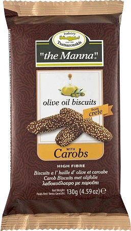 Печенье MANNA с оливковым маслом и кэробом 130г 