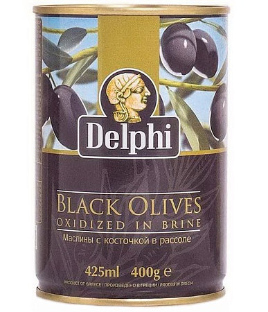 Маслины DELPHI с косточкой в рассоле Superior 261-290 400г 